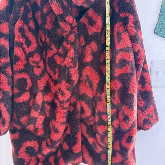 Democracy Red and Brown Faux Fur Teddy Coat - Picture 8 of 9